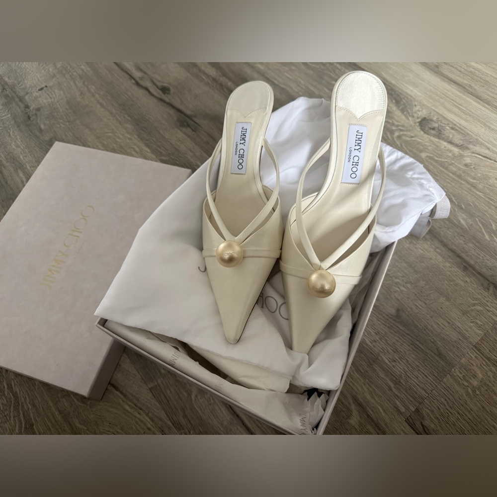 Jimmy Choo Bridal Sana 50 embellished satin mules - Picture 2 of 6